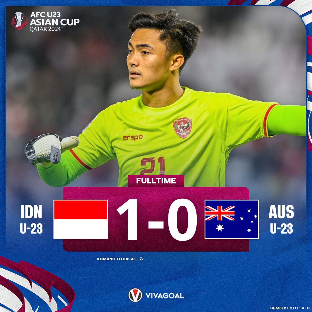 vivagoal_idn's tweet photo. 🚨 FULLTIME 

🇮🇩 Garuda Muda berhasil meraih kemenangan malam ini asal Australia U-23.

Malam panjang yang berakhir indah ✨️

Terimakasih Garuda Muda 🙌

#TimnasDay https://t.co/85taoS96en