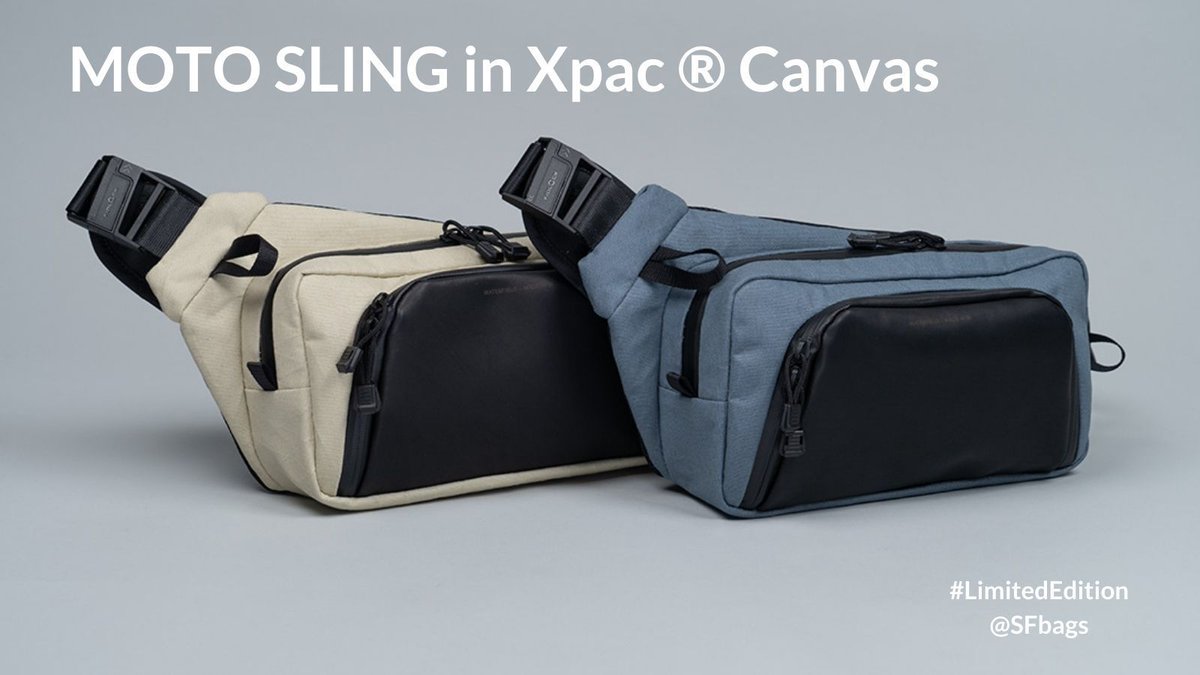 Don't miss out on the #LimitedEdition #XPac Canvas MOTO SLING in moonstone or storm gray. Available through 4/21: buff.ly/3UeskB6 Free #gift: @SFbags Matching Micro Wallet. #motorcycle #bikelife #crossbody #sling #giftwithpurchase #MadeinUSA