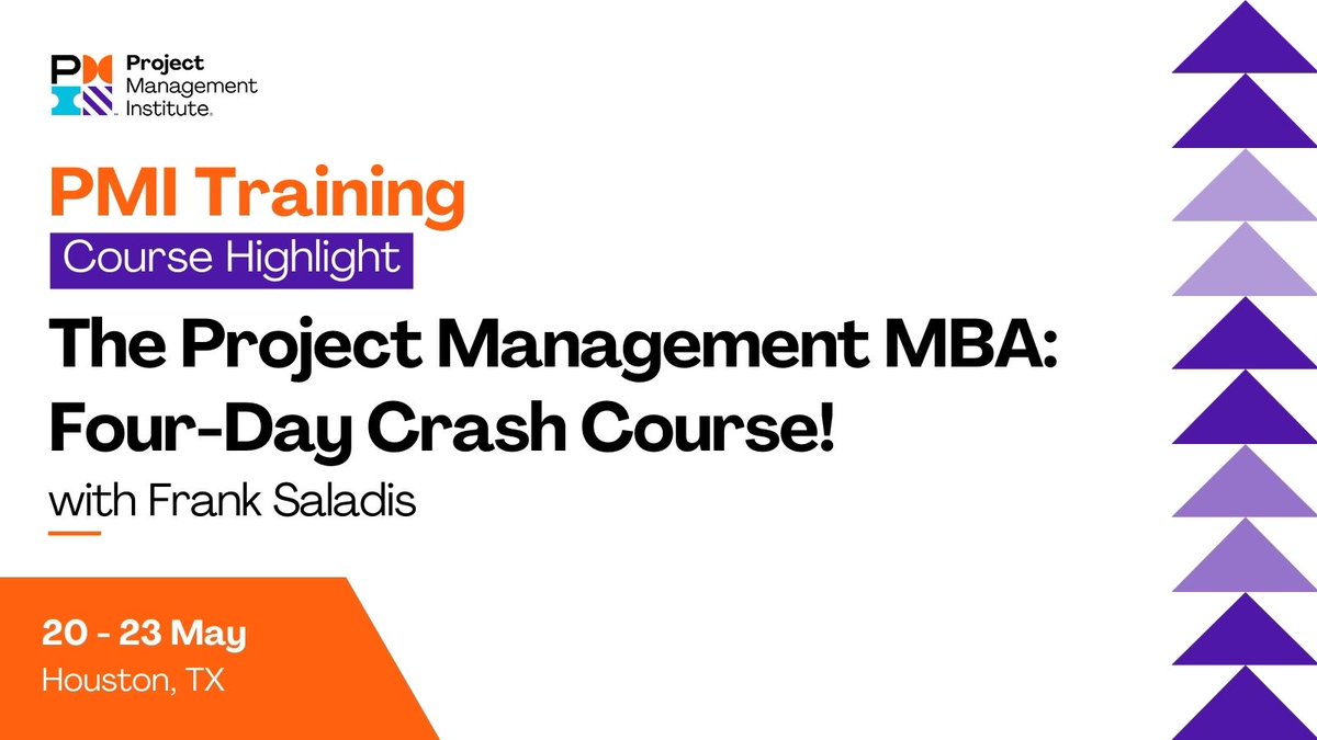 Earn 28 PDUs for participating in this 4-day crash course with Frank Saladis at #PMITraining in Houston! Register now to enhance your project-related business savvy. bit.ly/4cYsZOv