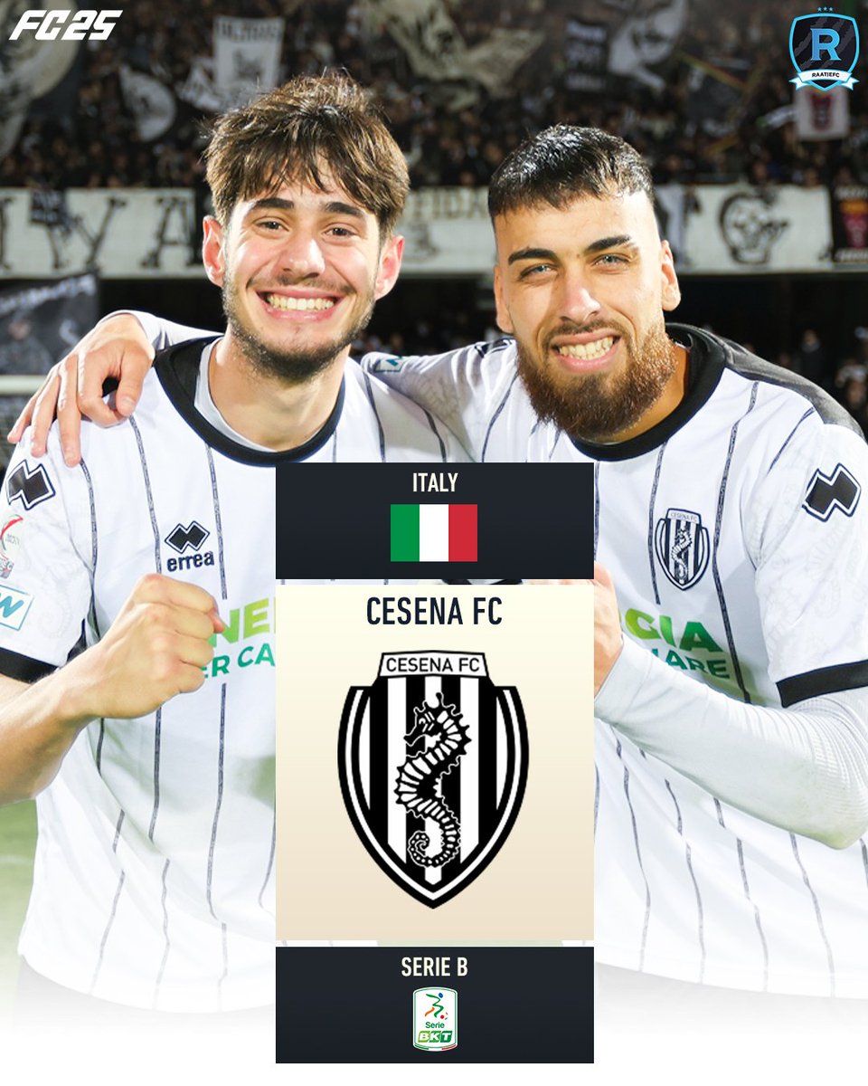 New #FC25 Team: Cesena FC 🇮🇹

- Phoenix club to AC Cesena
- Promoted to Serie B for first time in Cesena FC's history
- Most notable players: Jonathan Klinsmann, Augustus Kargbo

Will you do a Career Mode with them? 👇
