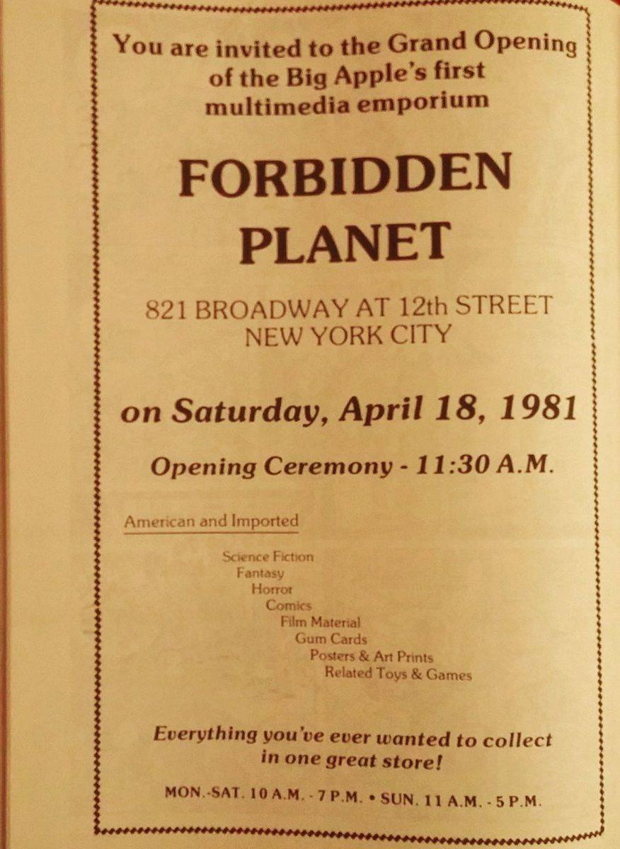 Forbidden Planet NYC opened it's doors on this day in 1981... It's our 43rd Anniversary!