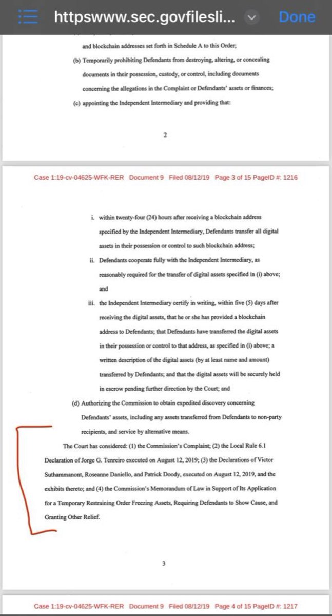 @Ripple @coinbase 14/ Further to this, the judge used contradictory declarations to grant the TRO. The documents attached show Patrick Doody addressing his false declaration that the Veritaseum Kraken account was a personal account of Mr. Middleton only to change his declaration to include that