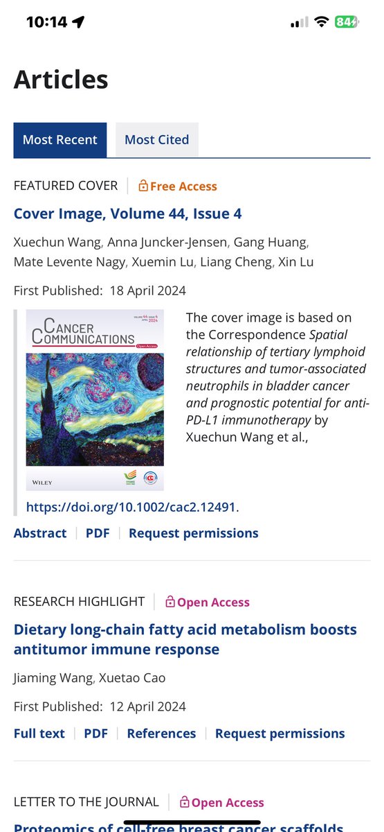 On the cover today! Our investigation is the featured cover story on April 18 in Cancer Communications (IF 16)
 onlinelibrary.wiley.com/doi/full/10.10…
 honored to be part of the study led by @XinLu_NotreDame 
Our study have impt clinical implications in immune checkpoint therapy #bladdercancer