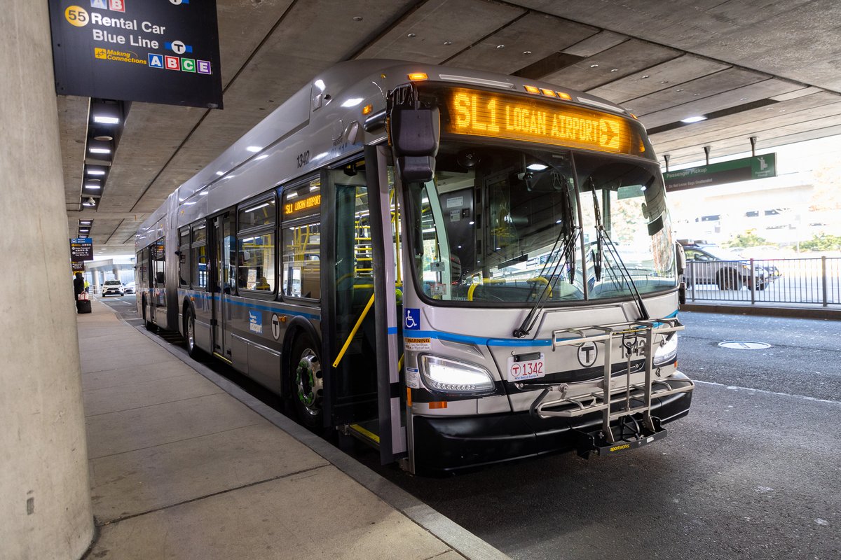 Looking for a free ride into the city from Boston Logan? Over 1 million riders each year take the Silver Line 1 from the airport to the South Boston Waterfront and South Station. Learn more: bit.ly/4alww7n #TransportationThursday