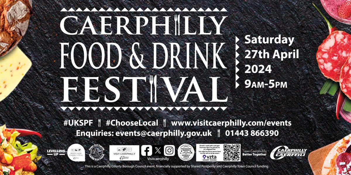 Come along to the Caerphilly Food & Drink Festival!🍴 🗓 Saturday 27th April 2024 ⏰ 9am-5pm 📍 Caerphilly town centre, CF83 1JL ℹ️ For more information, go to the Visit Caerphilly website: buff.ly/3SCmo48 #VisitCaerphilly #ChooseLocal #CaerphillyFoodAndDrinkFestival
