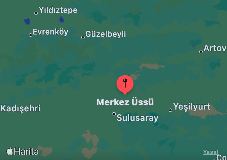 18.04.2024 - 18:11 'de #Tokat, #Sulusaray yakınında 5.8 büyüklüğünde bir #deprem meydana geldi.