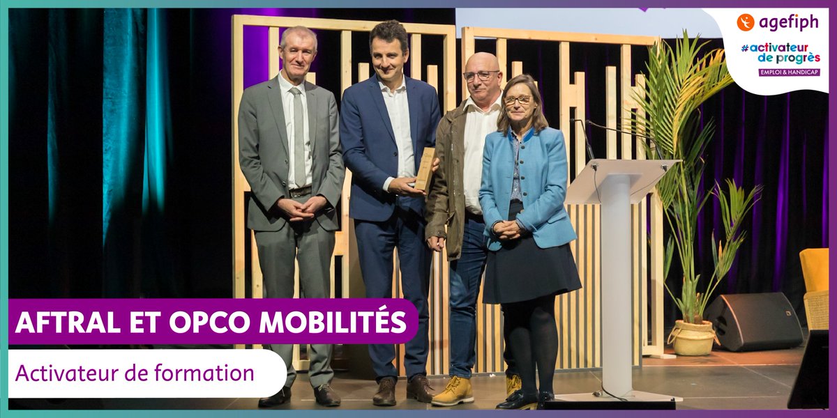 Agefiph_'s tweet photo. #ActivateurdeProgres : Félicitations à AFTRAL et OPCO Mobilités qui remporte le prix activateur de formation avec Handi Truck ! 🚚
Découvrez leur projet et ses bienfaits sur les employés à mobilité réduite ou porteur d’un handicap : https://t.co/yzMMT9IDtc #Handicap https://t.co/GYILPP95uc