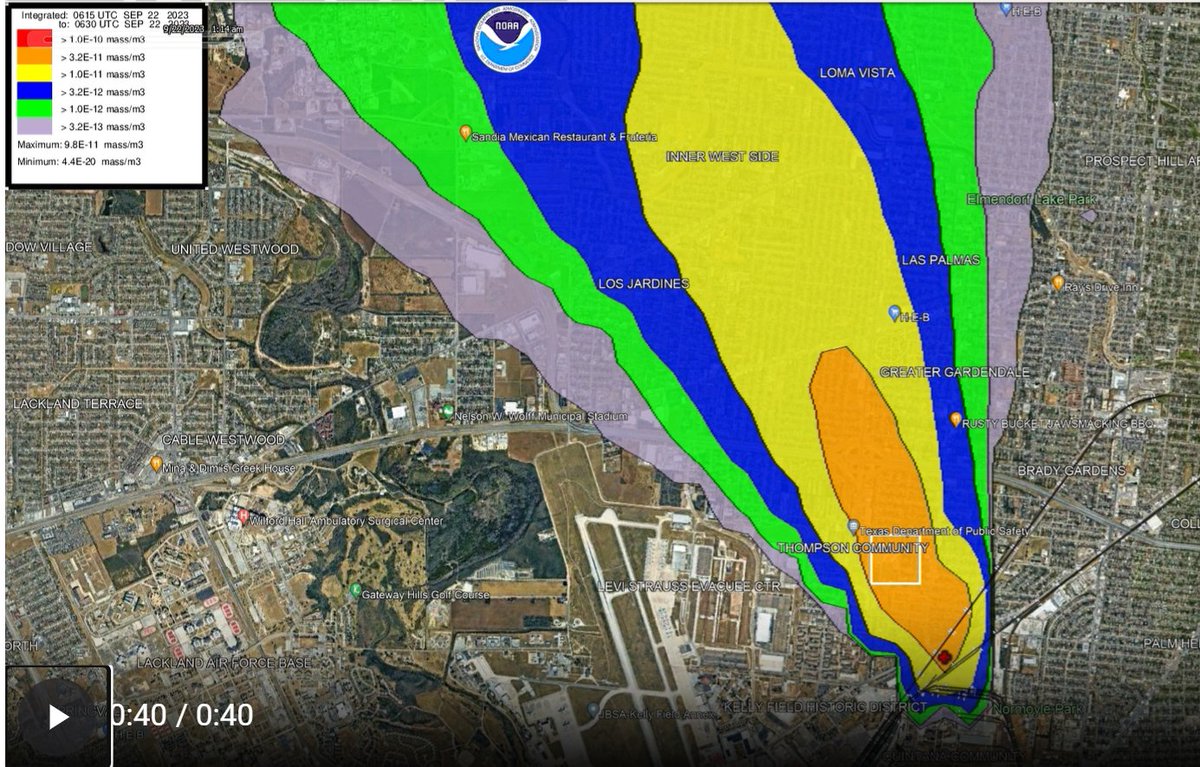DebraPonceP11's tweet photo. @PublicCitizenTX @DanCrenshawTX @ChronOpinion For the safety of all people, we must keep clean air rules. This is an example of how far a fire can travel.  Red is the explosion fire in this example. https://t.co/iCbF0DdUkc