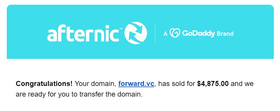 Forward {dot} vc  SOLD for $4875 via <a href="/afternic/">Afternic</a>

#domains #domainnames #domain #domainname #domainsale #branding #startup #business #branding