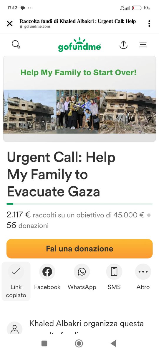 SilviaSpig90228's tweet photo. https://t.co/QiyjrjNbtV
Raccolta fondi famiglia a Gaza
Stanno arrivando un sacco di richieste di aiuto!! Non si sa più come aiutare!!
Sono veramente disperati
Case distrutte nessuno aiuto nn c'è cibo quel poco costa tantissimo. Aiutatemi ad aiutare https://t.co/YbGRk4ItxQ