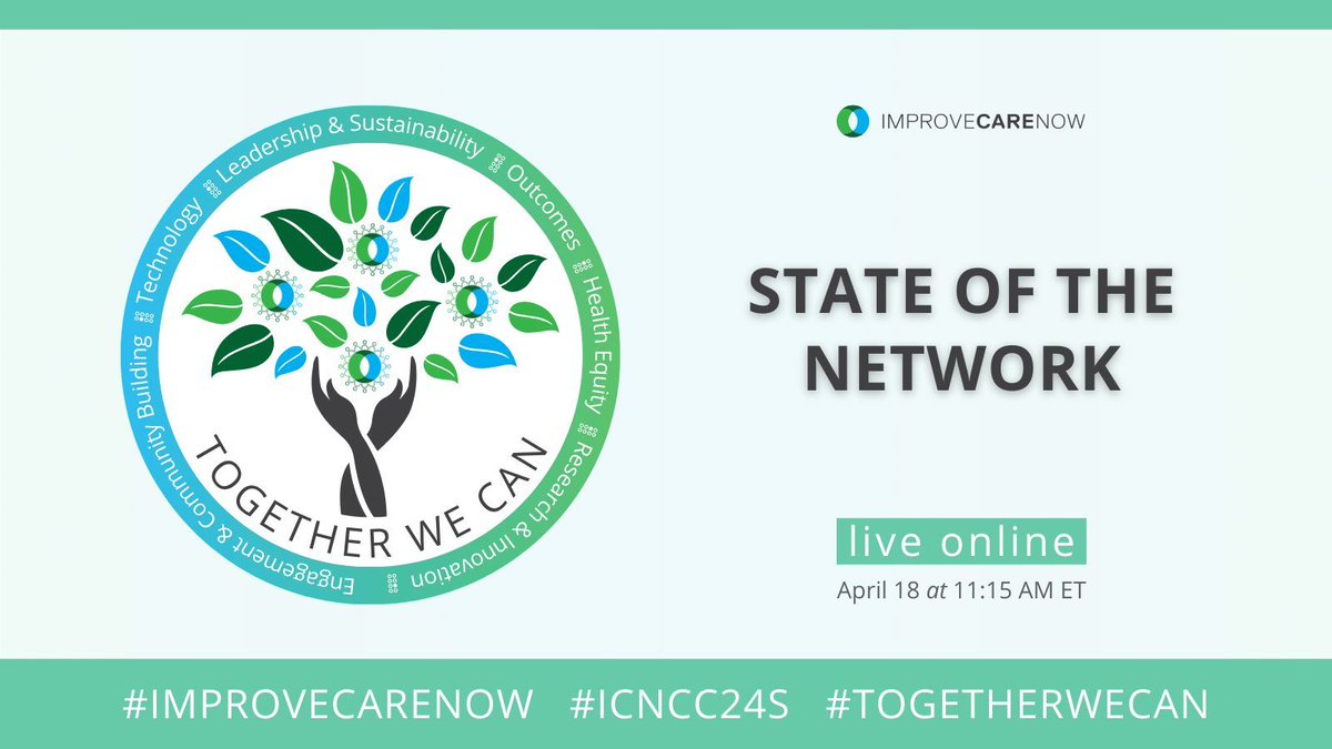 ImproveCareNow's tweet photo. #ICNCC24S begins w/ updates from our #LearningHealthSystem:
๐ #ImproveCareNow State of the Network w/ Kristin Howe, @ssaeed94 & @PeterAMargolis
๐ Pathway to Mastery Advancement w/ @JonathanMoses77 & Dan O'Connell
#ICNCC24S #TogetherWeCan #AllTeach #AllLearn https://t.co/EyGj8KnmLD