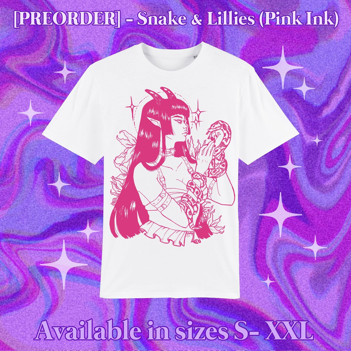 spacefruitshop's tweet photo. Preorders for our snake shirt restock + new color options will be up on our shop on 4/20!!! Excited to bring back new colors 🛸🍉 
Will be posting more new things for the shop update soon!! 👀 https://t.co/p5nJsjzPgC