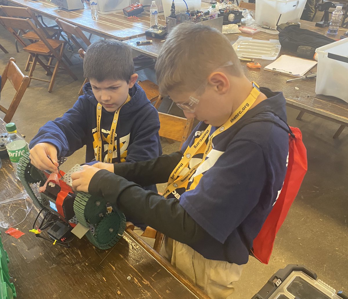 StreetsboroSTEM's tweet photo. Joey and Lucas getting ready for Robo Hockey at the National Robotics Challenge @StreetsboroMS https://t.co/Lx6hHmXLCj