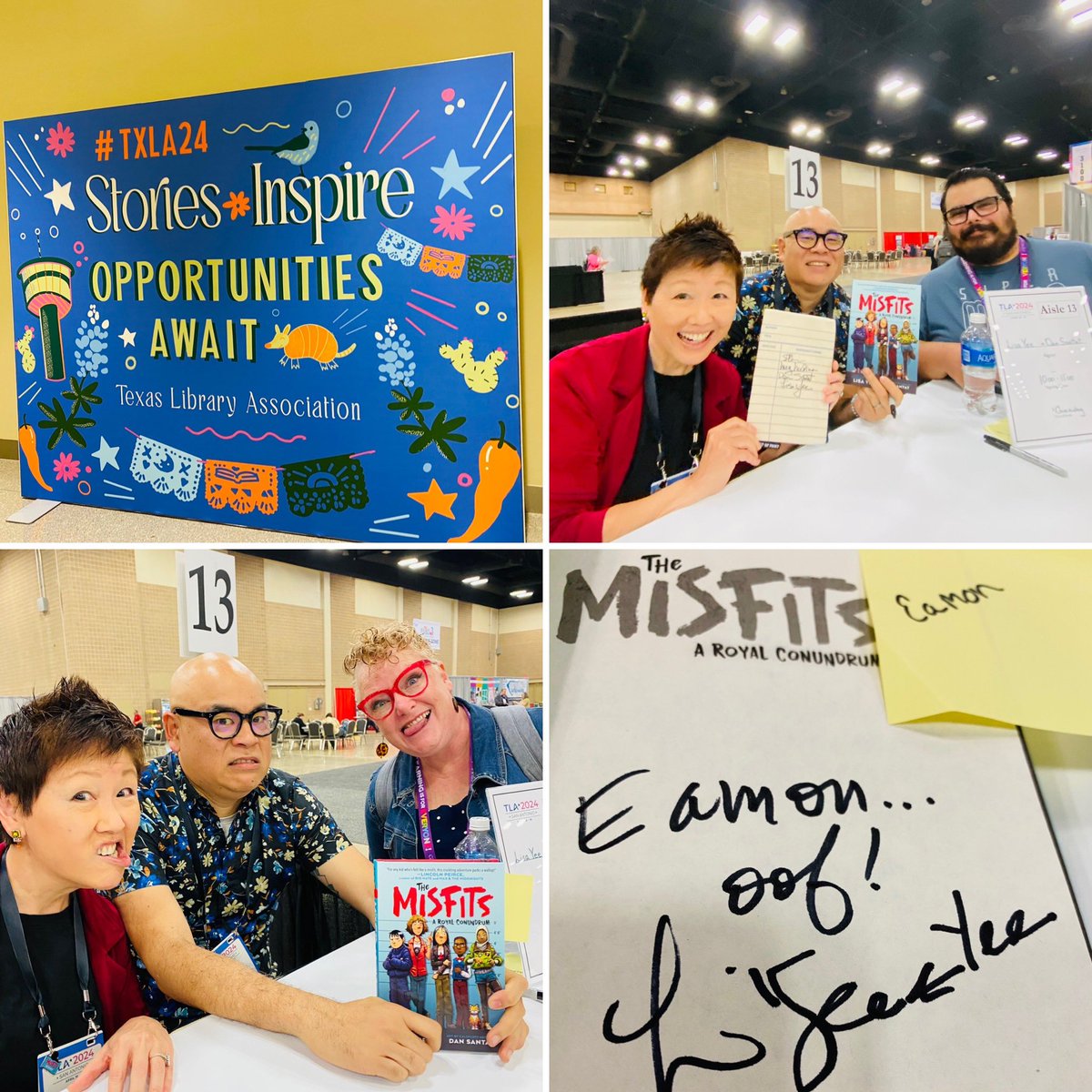 #TLA Misfits book signing with @dsantat! Was so busy talking to librarians that I forgot how to spell my name. 

@RHCBEducators @randomhousekids 

(Not sure what hashtag to use, so #TXLA #TXLA24 #Tla24 #TLA2024 #TXLA2024) #misfits