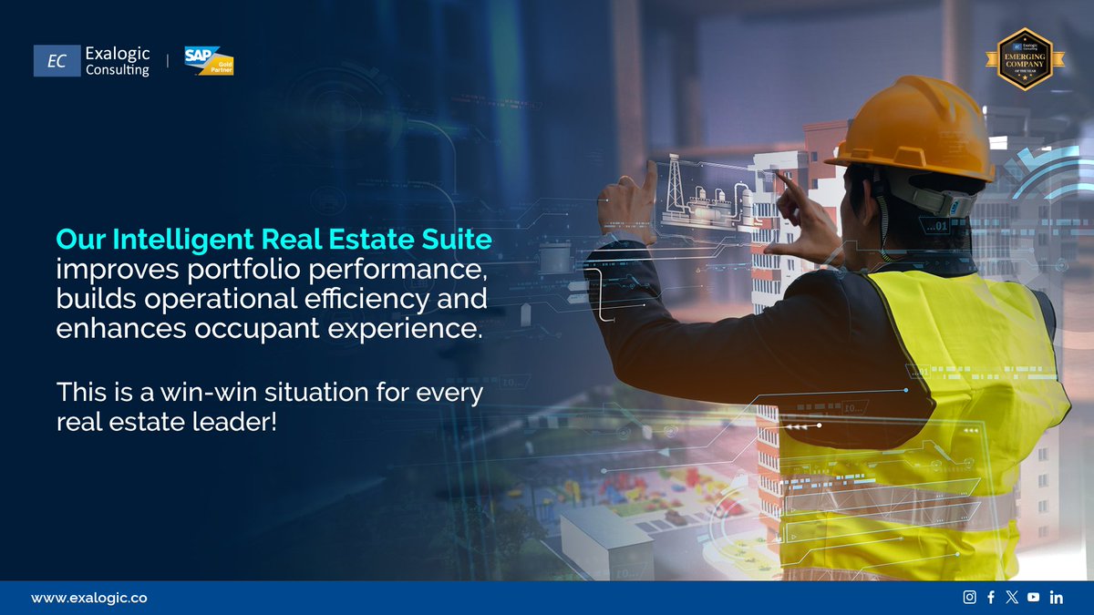tweetexa's tweet photo. It's time to revolutionize real estate management by embracing innovation and leveraging technology to enhance portfolio performance, building efficiency, and occupant experience. This shift presents a mutually beneficial opportunity for all real estate leaders.

𝐄𝐦𝐛𝐫𝐚𝐜𝐞 𝐈𝐧𝐧𝐨𝐯𝐚𝐭𝐢𝐨𝐧 𝐚𝐧𝐝 𝐄𝐧𝐡𝐚𝐧𝐜𝐞 𝐂𝐚𝐩𝐚𝐛𝐢𝐥𝐢𝐭𝐢𝐞𝐬

By adopting a forward-thinking approach and incorporating new capabilities into your existing core functions, you can reduce deployment costs and efforts significantly. This enables you to make informed decisions and simulate various planning scenarios based on comprehensive building data.

𝐒𝐭𝐫𝐞𝐚𝐦𝐥𝐢𝐧𝐞𝐝 𝐈𝐧𝐭𝐞𝐠𝐫𝐚𝐭𝐢𝐨𝐧 𝐚𝐧𝐝 𝐄𝐟𝐟𝐢𝐜𝐢𝐞𝐧𝐭 𝐎𝐩𝐞𝐫𝐚𝐭𝐢𝐨𝐧𝐬

Efficiently perform end-to-end business processes by seamlessly integrating your systems with finance backends and connected applications. Gain valuable insights quickly and upgrade your software more effectively through modern interfaces that enhance usability.

𝐓𝐡𝐞 𝐈𝐧𝐭𝐞𝐥𝐥𝐢𝐠𝐞𝐧𝐭 𝐑𝐞𝐚𝐥 𝐄𝐬𝐭𝐚𝐭𝐞 𝐒𝐮𝐢𝐭𝐞

Exalogic Consulting and SAP's Intelligent Real Estate Suite empowers leaders and organizations to manage real estate efficiently and sustainably through cutting-edge technology. This suite facilitates seamless integration of data, systems, and stakeholders, providing smart insights into building portfolio performance.

𝐒𝐢𝐦𝐩𝐥𝐢𝐟𝐢𝐞𝐝 𝐎𝐩𝐞𝐫𝐚𝐭𝐢𝐨𝐧𝐬 𝐚𝐧𝐝 𝐄𝐧𝐡𝐚𝐧𝐜𝐞𝐝 𝐄𝐟𝐟𝐢𝐜𝐢𝐞𝐧𝐜𝐲

Benefit from a consistent interface that reduces complexity and boosts efficiency across your real estate operations. Discover how Exalogic Consulting can support your success in the modern real estate industry by leveraging these advanced solutions https://t.co/4r7jieZwoa 
 
#RealEstate #DigitalTransformation #Innovation #ExalogicConsulting #RealCube #SAPIntelligentRealEstateSuite #FutureReady