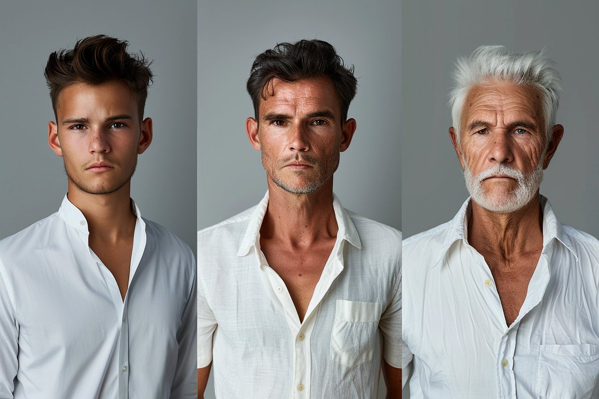 CharaspowerAI's tweet photo. 🚨#PromptShare🚨
Let's dive into a super useful #prompt allowing you to depict the same character at three different ages of their life. We'll use the '3 panel photography' style, and it really does the job well.

3 panel photography of the same [woman/man] character in different age, from left to right in order representing the ages between [girl/boy], middle age and old [woman/man], each character age wearing a [clothes description], light grey background, photorealistic style,  with natural lighting, shot with Sony Alpha A7 III 

If you like this prompt, like, try it out, and share your renders with me!