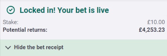 EmilyTaylorTips's tweet image. 🚨 425/1 EUROPA LEAGUE LONGSHOT BET BUILDER IS READY!

• £10 returns £4,253
• No other tipster is winning as many longshots as me
• Won a 2100/1 bet builder over the weekend

SMASH LIKE ♥️ if you want a look.