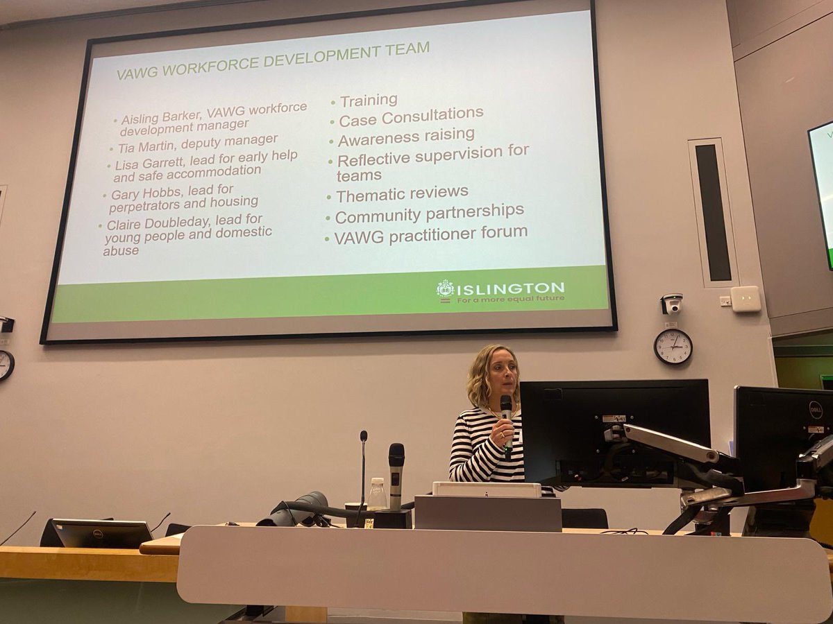 Pleased to be hearing from Aisling Barker @IslingtonBC on learning about teenage DA from a multi-agency model. Learning and challenges identified at all levels: prevention, identification, intervention & protection. Conversations key but barriers need breaking down #VISIONADA2024