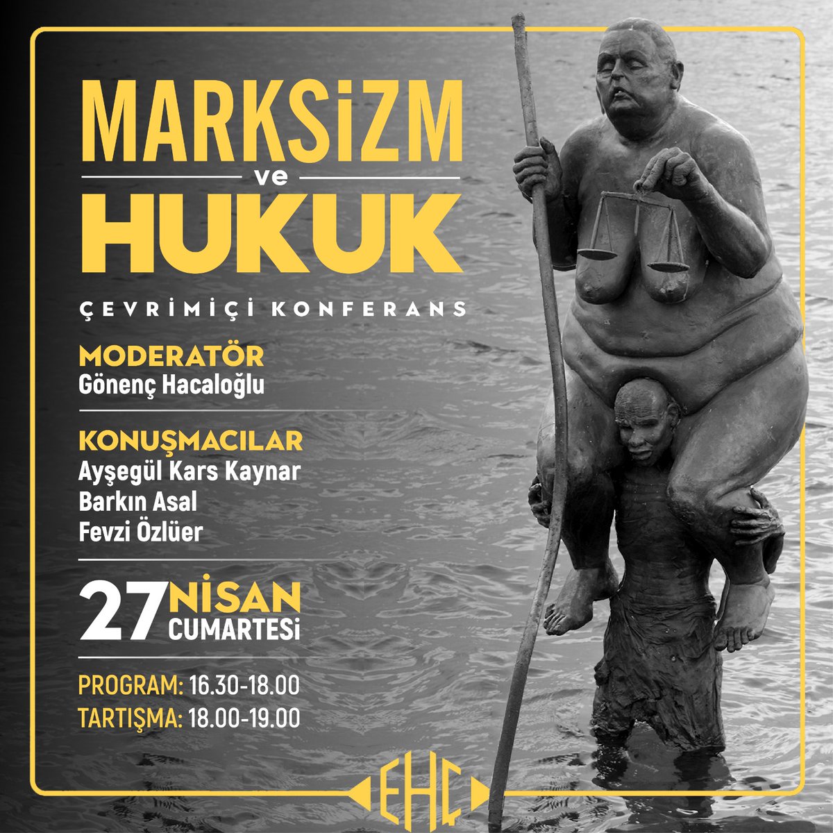 27 Nisan Cumartesi günü gerçekleşecek çevrimiçi konferansımıza davetlisiniz. Gönenç Hacaloğlu moderatörlüğünde,
Ayşegül Kars Kaynar, Barkın Asal ve Fevzi Özlüer'in katılacağı konferansımızı YouTube kanalımızdan canlı olarak dinleyebilirsiniz.
youtube.com/@ElestirelHuku…