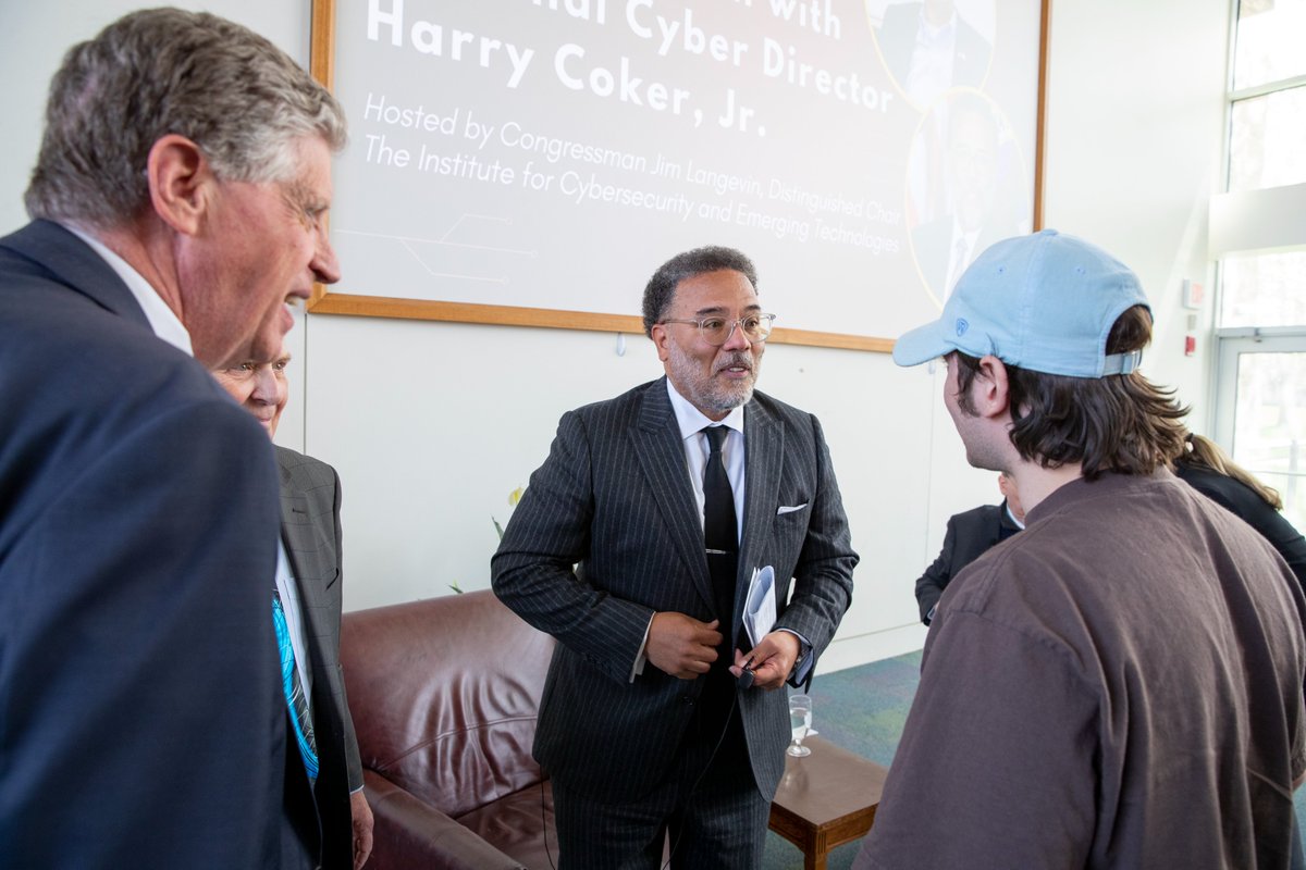 It was an honor to host <a href="/ONCD/">White House Office of the National Cyber Director</a> Harry Coker for a conversation with <a href="/JimLangevin/">Jim Langevin</a> about the National Cybersecurity Strategy and the future of our nation’s cybersecurity workforce!

Students learned about the evolving threat landscape and how they can defend the U.S. in cyberspace.