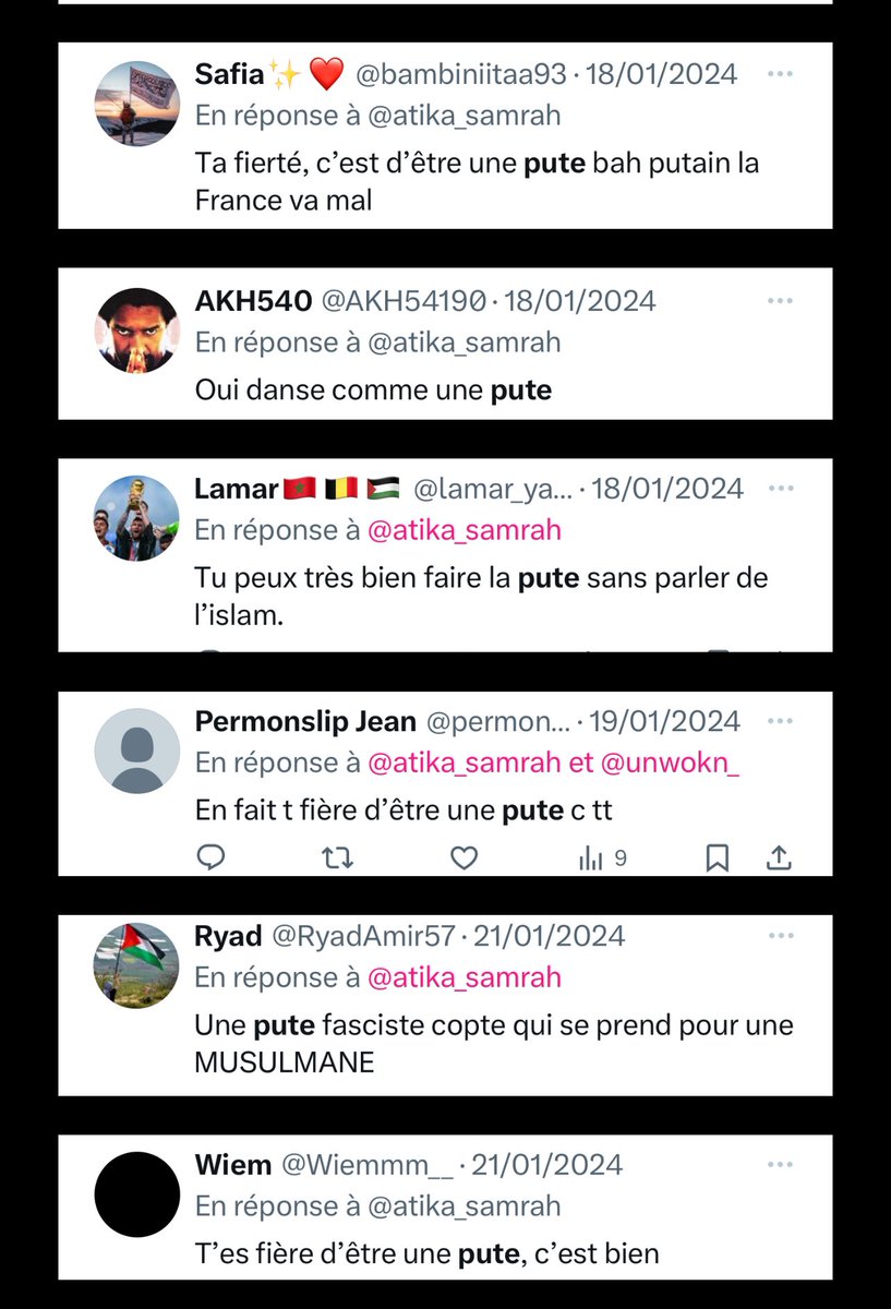 Quand une femme apostate critique l’islam, elle a droit à cette insulte (pte) de la part des musulmans

L’islam n’éduque pas
L’islam ne procure aucune morale 
L’islam est sal et répugnant

Ces commentaires d’insultes que je reçois sont la preuve que l’islam agonise et qu’il pue.