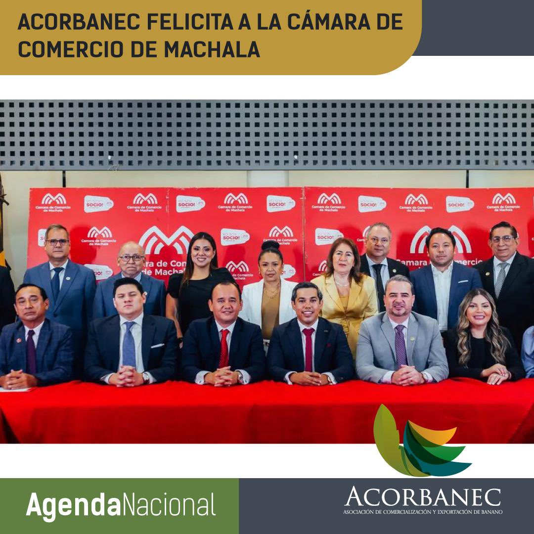 acorbanec's tweet photo. Felicitamos al nuevo Directorio de la Cámara de Comercio de Machala 2024-2026 y al Magister @luis_aguilarp por su reelección como presidente de la Cámara para este período. https://t.co/rDZL8jWENP