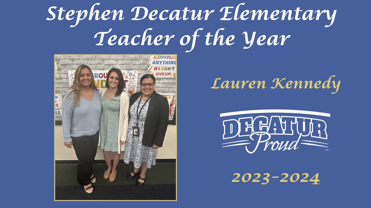 MSDDecaturHR (@msddecaturhr) on Twitter photo Congratulations to Stephen Decatur Elementary Teacher of the Year Lauren Kennedy. Thank you for all that you do! We are #decaturproud of you!
<a href="/SD_Eagles/">Stephen Decatur Elementary</a>
<a href="/Steph_Hofer/">Dr. Stephanie Hofer</a>
<a href="/MSDDecatur/">MSD Decatur</a> Congratulations to Stephen Decatur Elementary Teacher of the Year Lauren Kennedy. Thank you for all that you do! We are #decaturproud of you!
<a href="/SD_Eagles/">Stephen Decatur Elementary</a>
<a href="/Steph_Hofer/">Dr. Stephanie Hofer</a>
<a href="/MSDDecatur/">MSD Decatur</a>