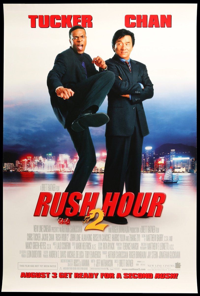 A Hora do Rush 2 (Rush Rour-2001)
#RushHour2
A primeira metade é uma cópia do primeiro filme, mas sabe como aproveitar o cenário chinês. A segunda metade é cativante pelas situações de perigo, mas sofre pela crise de identidade.
#JackieChan #ChrisTucker
Nota: 7.7 (bom)