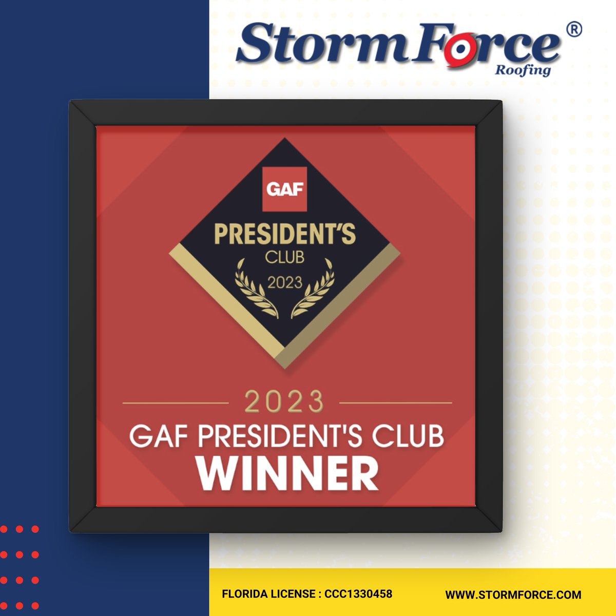 Thrilled to announce our achievement as a 2023 President’s Club award winner from GAF!  As a Master Elite contractor, our dedication to delivering top-notch service, reliability, and performance in the #roofing industry remains unwavering. Cheers to our team!
@gafroofing