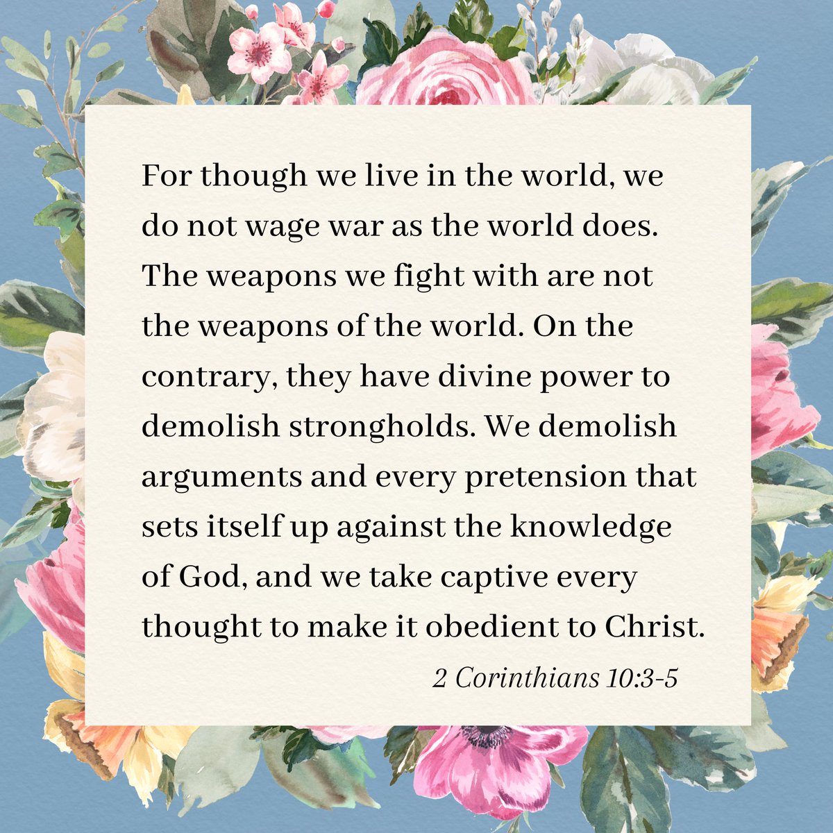 And we take captive every thought to make it obedient to Christ 🙌🏼 #verseoftheday #thursday #bibleverses #christian #encouragement #faith #JesusisLord 🤍