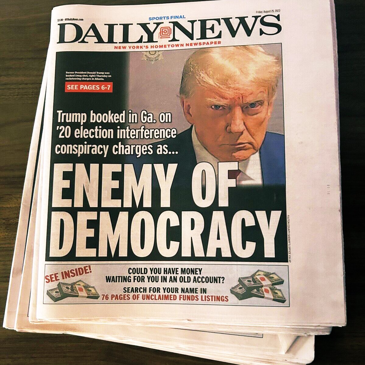 This front page says it all.

(@NYDailyNews, Friday, August 25, 2023) #TrumpForPrison #TrumpIsATraitorAndCriminal #Trump2024 #SaveDemocracy