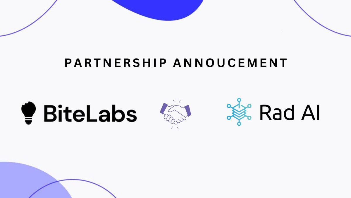 <a href="/radai/">Rad AI</a> is excited to share the news of our new partnership with <a href="/BiteLabsHealth/">BiteLabs Healthtech</a>! This partnership marks a significant step forward in our mission to revolutionize healthcare with cutting-edge AI technology, specifically targeting the UK market.

#Partnership #RadiologyAI #GenAI