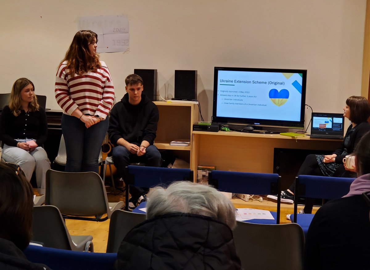 Second and final year students from the project delivered an excellent session on the Ukraine Schemes to a large group of Ukrainian community members yesterday, followed by a Q and A session with our supervising lawyer. Well done Ben, Amelia and Poppy!