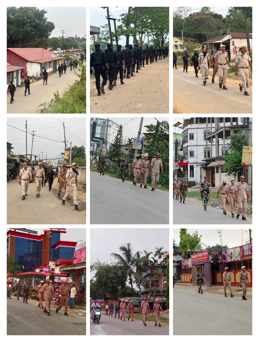 Area Domination and foot patrolling exercises are continued in various parts of the district. #ElectionPreparedness #ConfidenceBuildingMeasures @CMOfficeAssam @assampolice @DGPAssamPolice @gpsinghips @HardiSpeaks @KangkanJSaikia