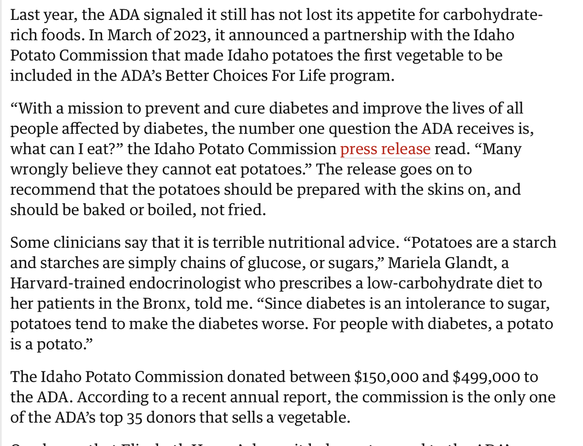 'Diabetes ... is directly tied to America’s dietary dysfunction. The ADA did not cause the problem. Elizabeth Hanna’s whistleblower lawsuit, however, suggests that the organization’s nutritional advice is actually making it worse.' --@nsbarsky in The Guardian