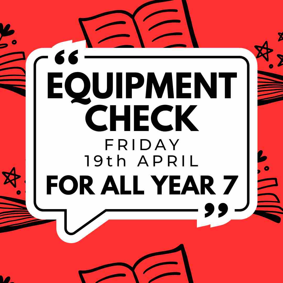 A reminder of the Year 7 equipment check tomorrow. Make sure that you are prepared and make us #PROUD #ESSA 📏✏️✍️