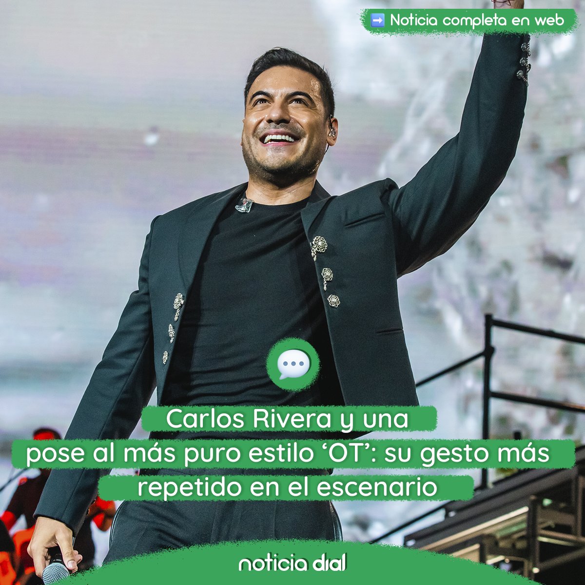 Carlos Rivera y una pose al más puro estilo ‘OT’: su gesto más repetido sobre el escenario @_carlosrivera 🔗cdial.es/k4fb72