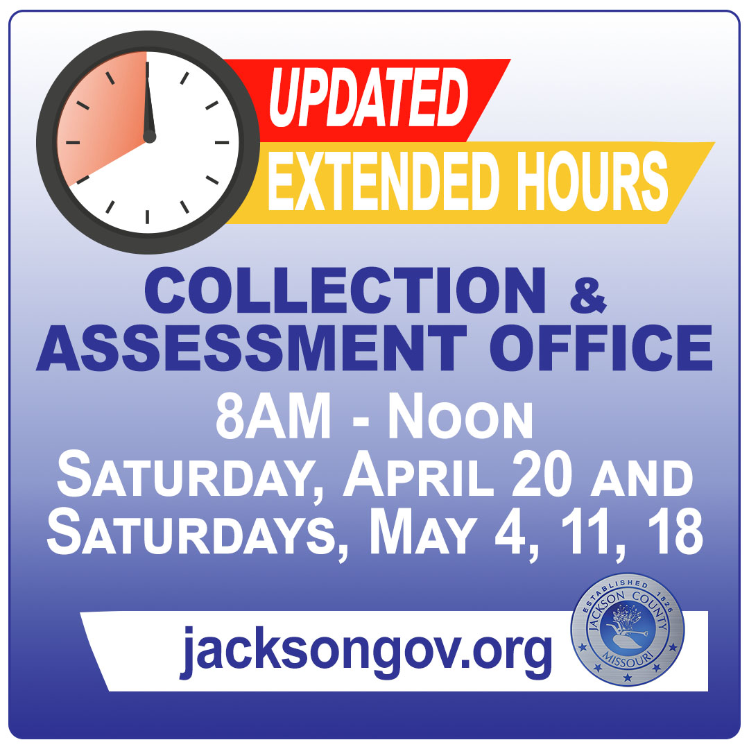 The Assessment & Collection offices will be open this Saturday, April 20 from 8 a.m. to noon. Additional extended hours for May have been added.