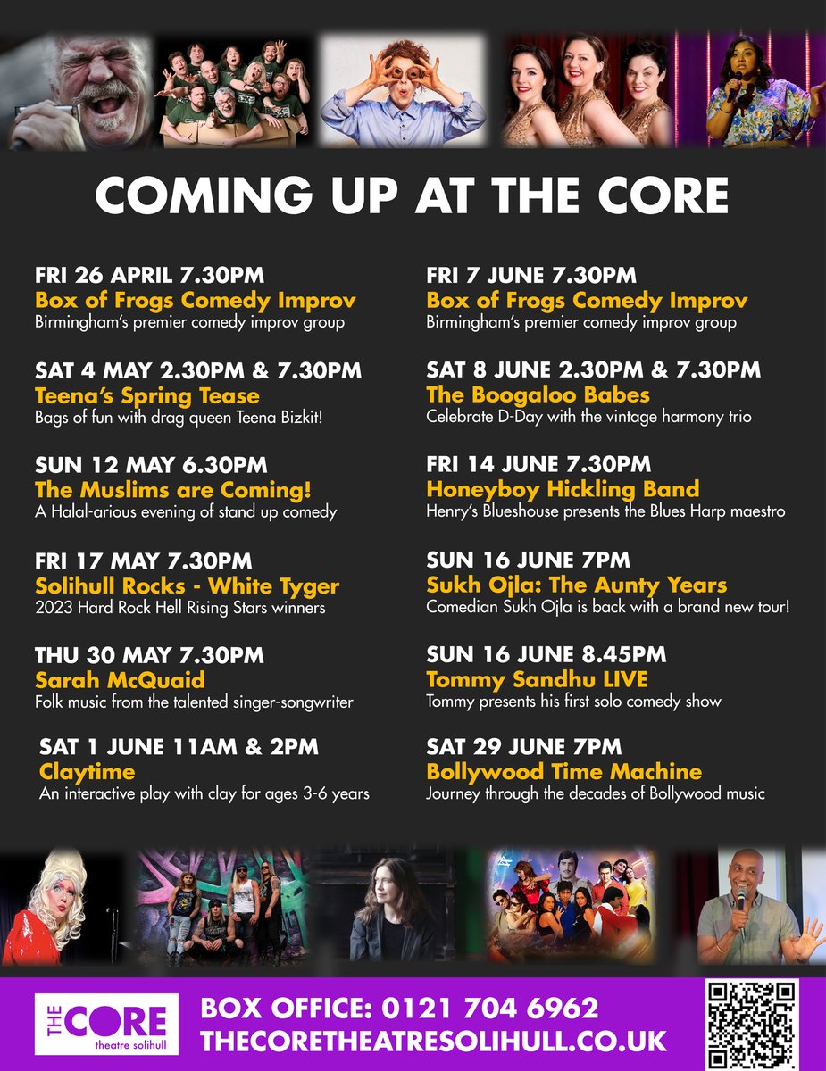 We're looking forward to lots of great shows happening in the Studio at The Core over the next few weeks. Next up - a night of spontaneous comedy nonsense with comedy improv group @BoxOfFrogsImpro! 🐸 More info and book tickets at thecoretheatresolihull.co.uk/whats-on/shows/