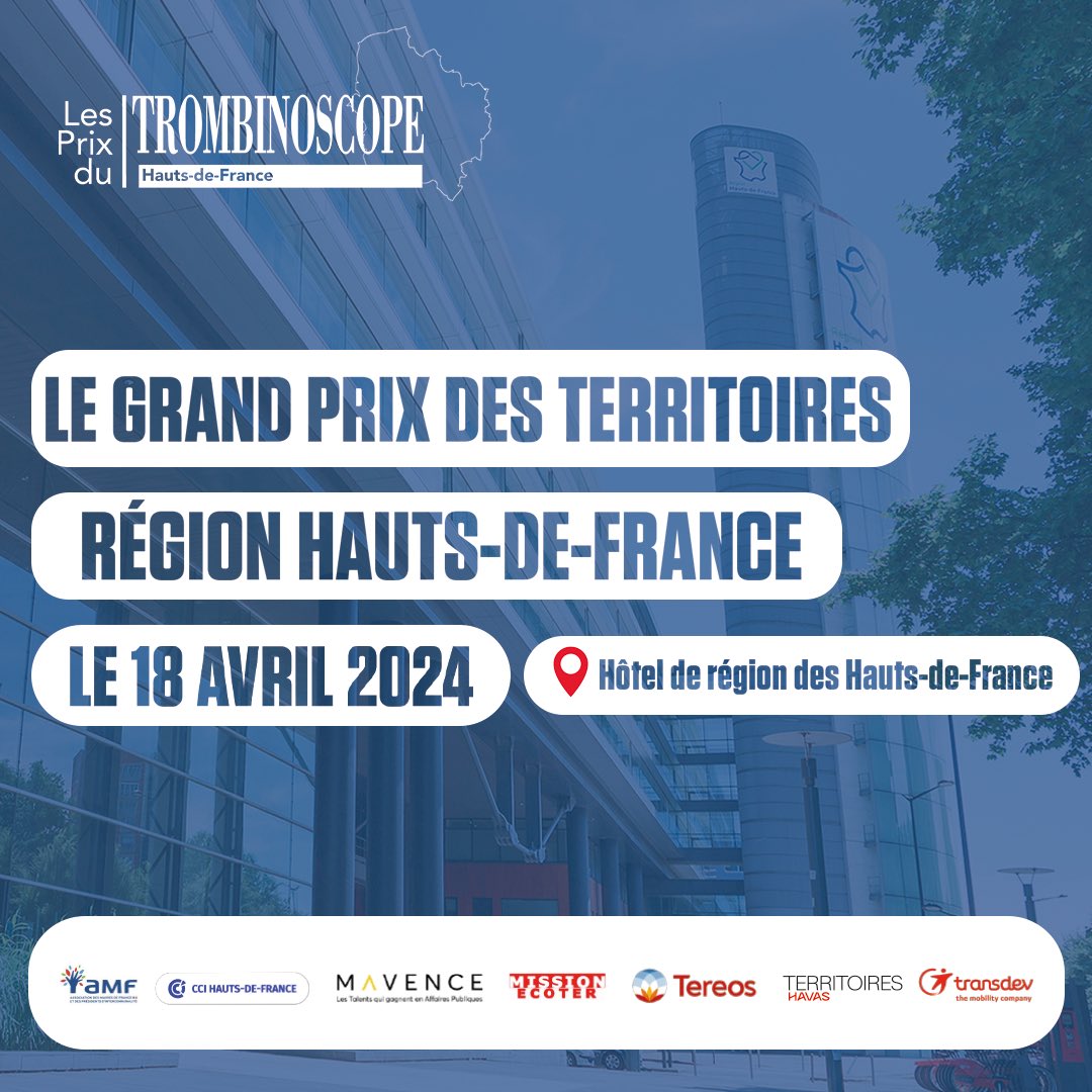 LE TROMBINOSCOPE : Prix des territoires Hauts-de-France 

L'événement est désormais lancé et débutera sous peu. 🕙

➡️ Nous vous encourageons à participer et à suivre l'événement en utilisant le hashtag
#PrixdesTerritoires2024 #HautsdeFrance #CérémonieduTrombinoscope