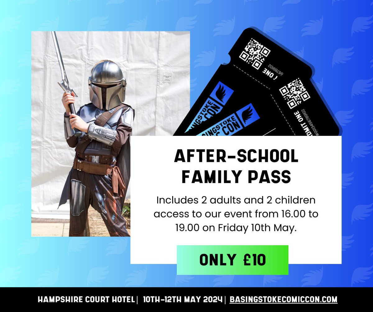 Local families, grab our £10 Friday Family Pass for an evening of fun at Comic Con! Enjoy children's crafts, giant games, pirate storytelling, and more. Get your tickets now: bit.ly/446JkfN #comiccon2024 #familypass