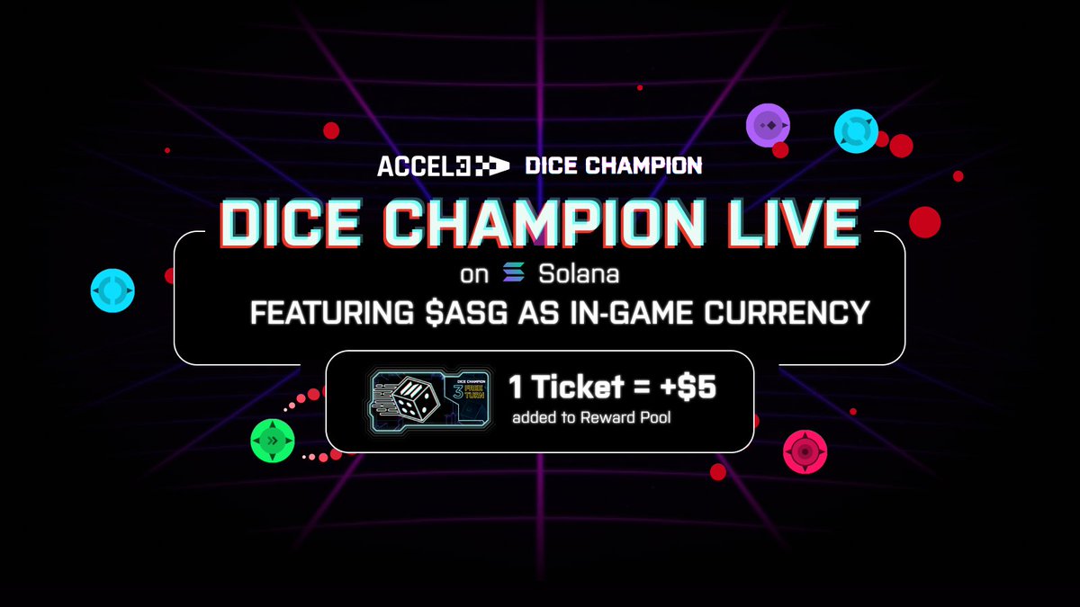 DICE CHAMPION IS LIVE ON #SOLANA FEATURING $ASG AS ITS IN-GAME CURRENCY

Get ready to roll your way to victory with Dice Champion! Our thrilling game is now LIVE !!!

We're kicking off with our 1st Challenge from April 18th to April 21th 💥

🎟️ 200 Tickets Giveaway will be