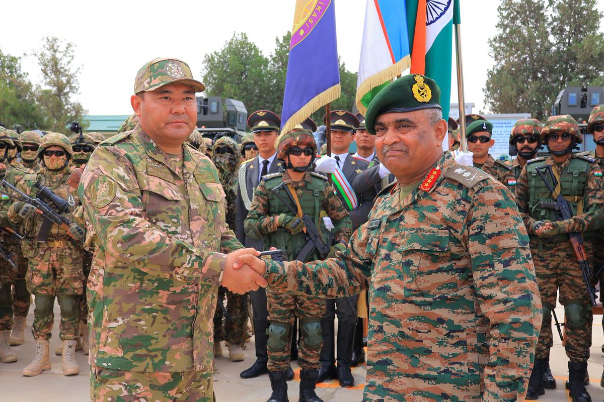 adgpi's tweet photo. #IndiaUzbekistanFriendship🇮🇳🇺🇿

General Manoj Pande #COAS visited Termez Training Area to witness the Joint Military Exercise #DUSTLIK between the Armed Forces of #India & #Uzbekistan and was briefed by the Contingent Commander about the ongoing Exercise. #COAS interacted with the participating contingents & highlighted the importance of enhancing interoperability & camaraderie through such Joint Exercises.

#IndianArmy

@amb_tashkent