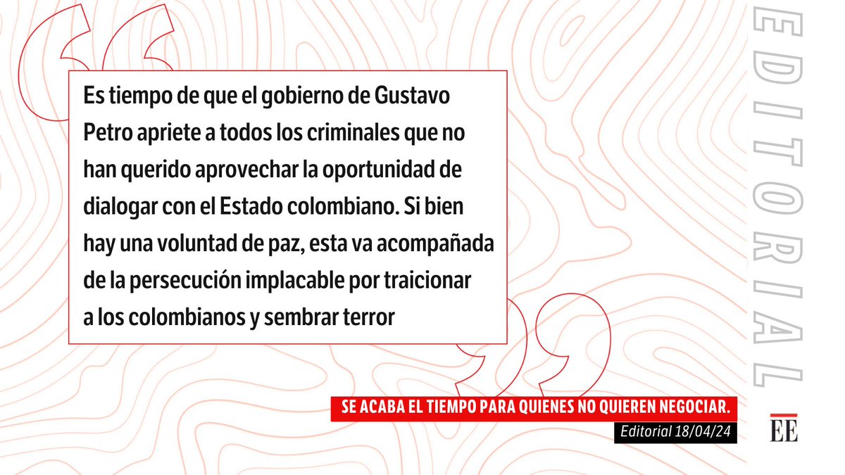 #EditorialEE | Se acaba el tiempo para quienes no quieren negociar.
👉trib.al/tADkzgG