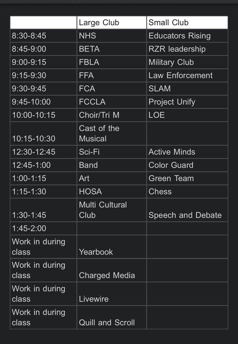 ‼️CLUB PICS ARE TOMORROW APRIL 19th‼️

If weather permits- pictures will be taken on the football field.
Make sure you bring your club shirts!