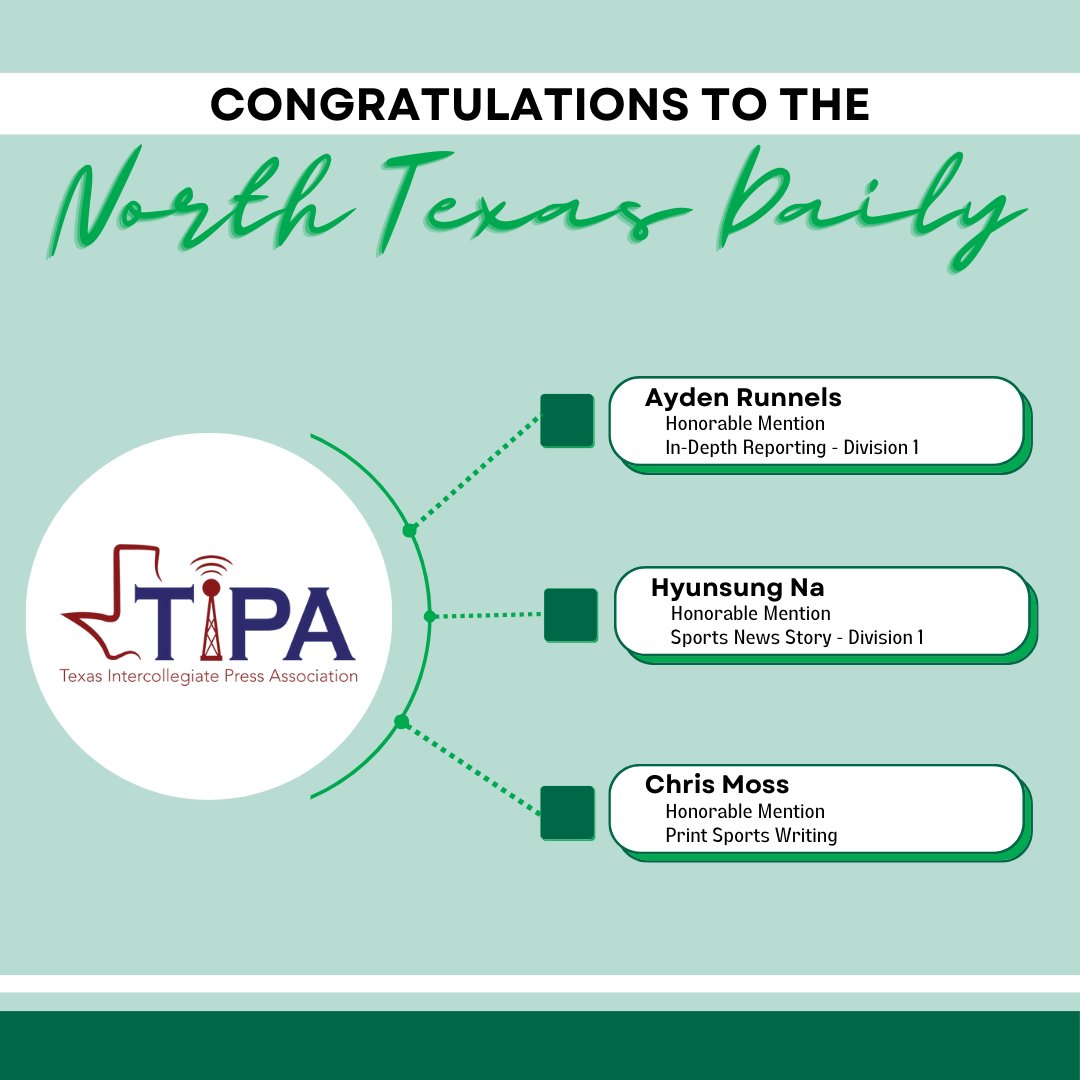 The @ntdaily brought home some amazing awards from the Texas Intercollegiate Press Association (TIPA) - way to make us #MaybornProud !! Congratulations to all of our outstanding students for their excellent accomplishments 🎉