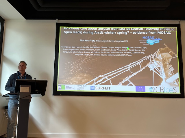 Do clouds care about aerosol from sea ice sources (blowing snow open leads) during Arctic winter/spring? - evidence from @MOSAiCArctic Great presentation by @markusfrey2 at #EGU24 👏