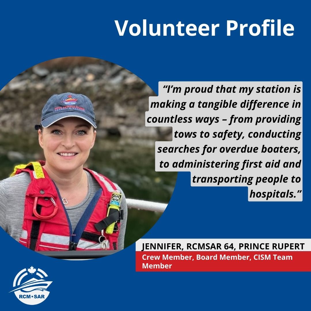 To those considering volunteering with RCMSAR, Jennifer's message is simple. Just do it!