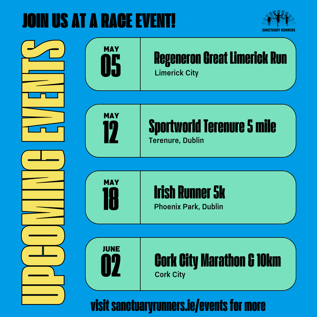 🟡Our events calendar is jam packed for the coming months!

🔵 Come and join us - be part of the #BlueWave and #RunAsOne in solidarity and friendship and respect

📅 sanctuaryrunners.ie/events/

@Limericksports @irishathletics @sportireland @sportsworldter @RGreatLimRun