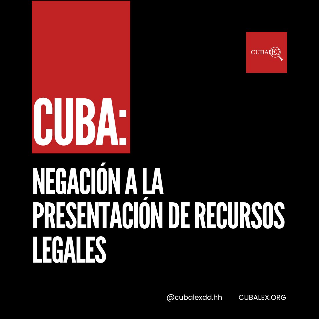 1/ #CubalexDenuncia
Cubalex ha registrado varios incidentes en los que los tribunales han rechazado admitir recursos legales y denuncias, presentados por familiares y allegados de personas privadas de libertad o sujetas a hostigamiento. 
Abrimos 🧵con casos